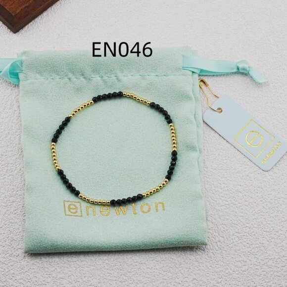 Enewton Black Glass Crystal & Gold Bead Bracelet